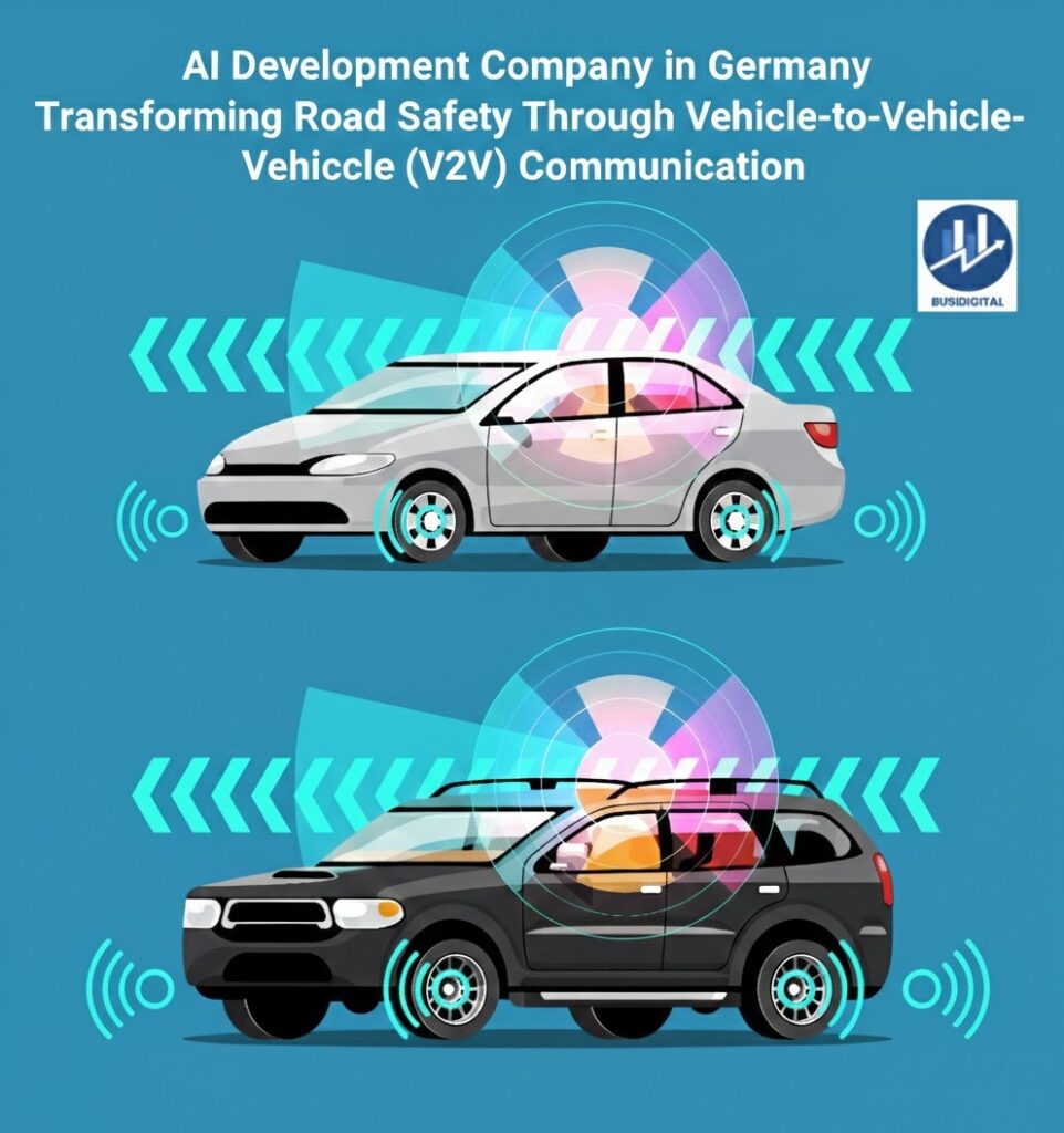 AI Development Company in Germany Transforming Road Safety Through Vehicle-to-Vehicle (V2V) Communication